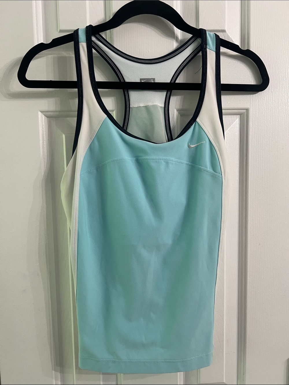 Nike Women’s Aqua and White Racerback Tank Top